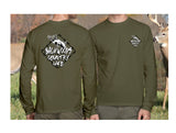 Men's Long Sleeved Backwoods Country Life Deer with Barbed Wire T-Shirt