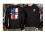 Men's Long Sleeved Backwoods Country Life American Flag Boar T-Shirt