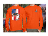 Men's Long Sleeved Backwoods Country Life American Flag Boar T-Shirt