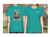 Women's Backwoods Country Life Three Dogs and Deer T-Shirt