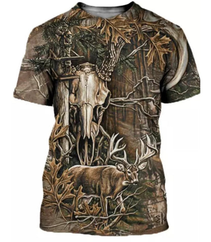 Adult Camo Buck and Skull Dry Fit T-Shirt